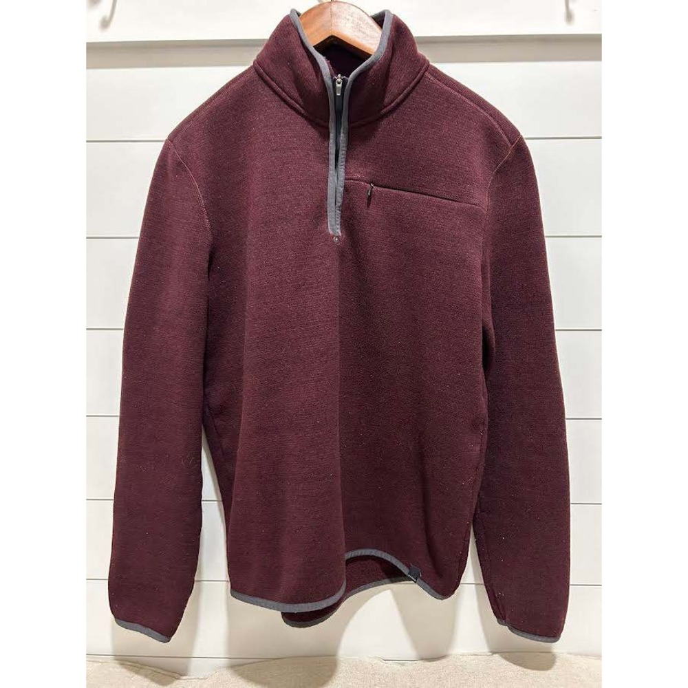 Prana Mens 1/4 Zip Fleece Pullover Burgundy Heather Size Large RN124977